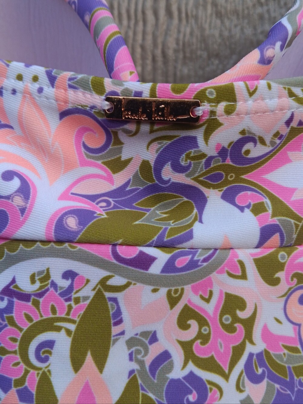 Nicole Miller Studio Pink Paisley Tankini Swim Top Size XL - Picture 6 of 7